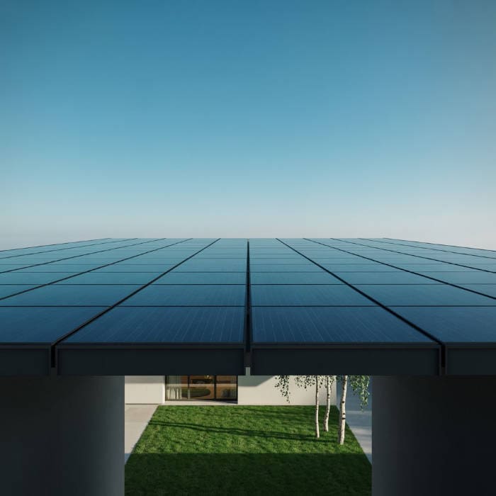 Flachdach mit Photovoltaik